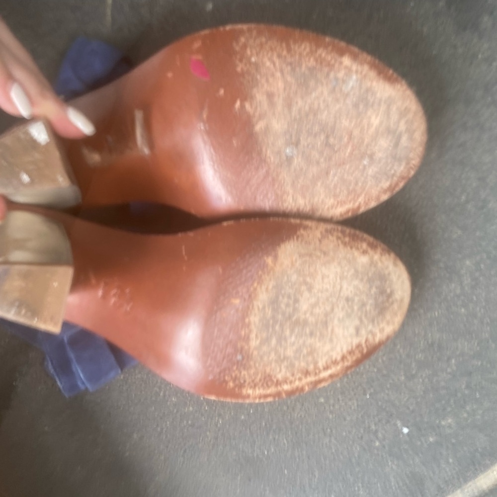 Tory Burch Blue Suede Heels - Picture 5 of 6